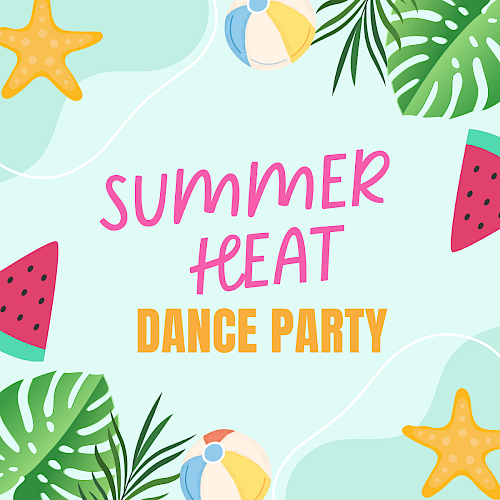 A colorful summer-themed invitation for a 