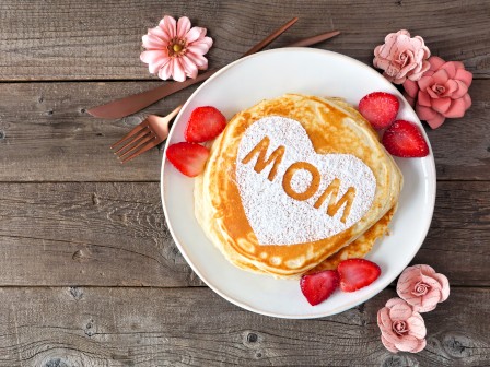 A plate of pancakes with 