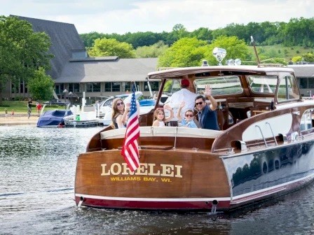 A wooden boat named 